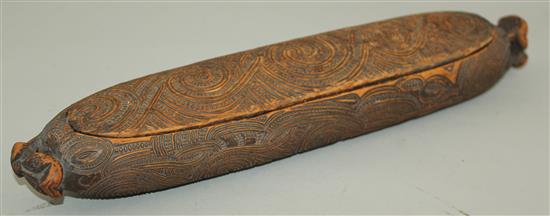 A Maori feather box, 14.5ins long